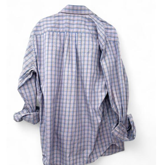Peter Millar L Shirt Men's Button Down Up Plaid Long Sleeve Blue PGA Golf Luxury - Picture 3 of 3